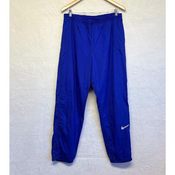 Nike Other - VTG 90s Nike Nylon Windbreaker Ankle Zip Track Pants Embroidered Swoosh Blue M